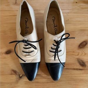 Chic Cream and Black Leather Loafers